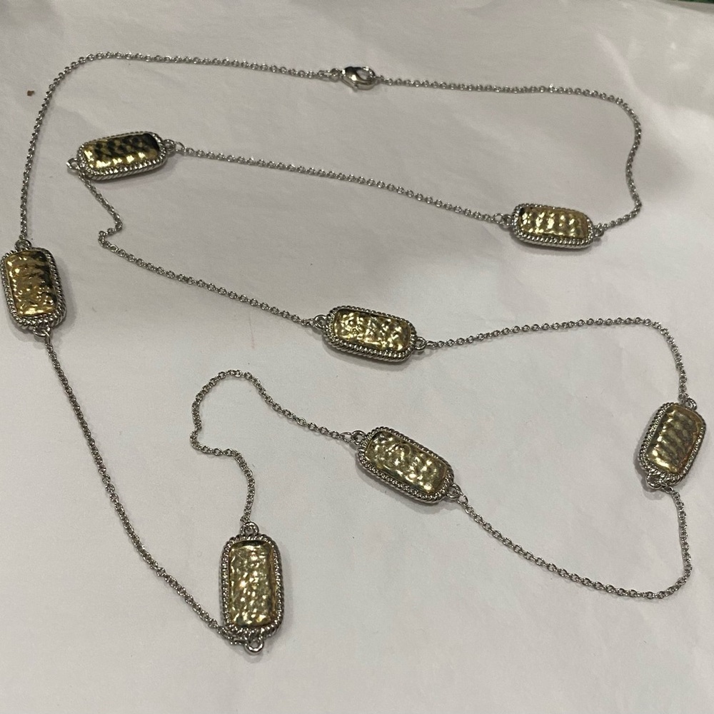 Silver Chain with Gold Designer Bars Women's Necklace